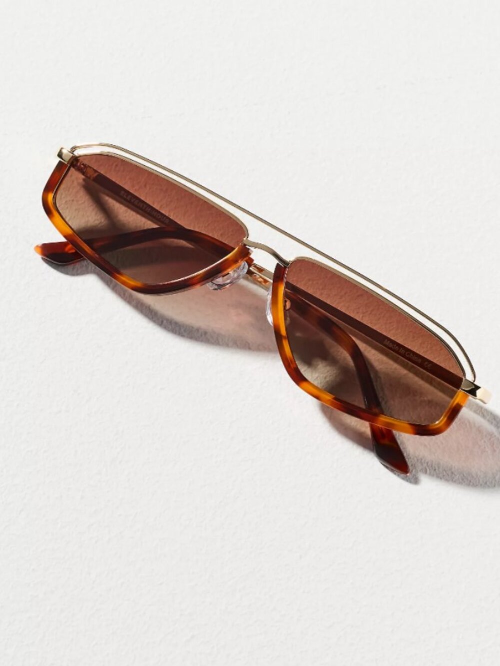 Nwt Free People X Eleventh Hour Small Aviator Sunglasses In Gold Tort Brown
